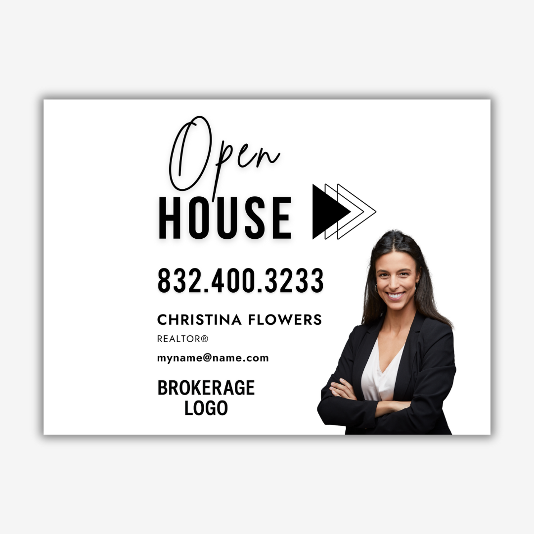 Black and White Script Open House Sign