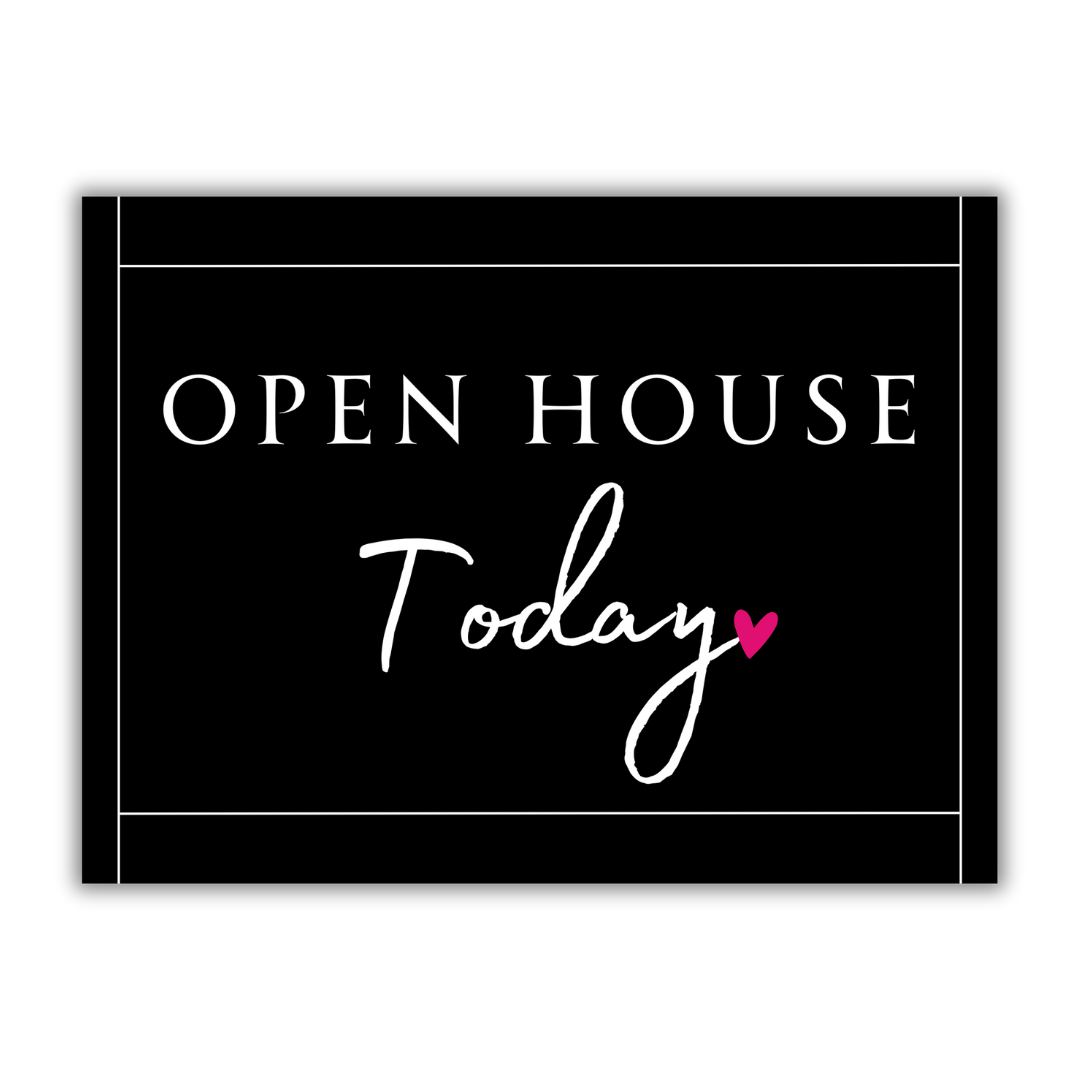 Black Open House Today Yard Sign With Wire Stand – Agent Marketing Desk