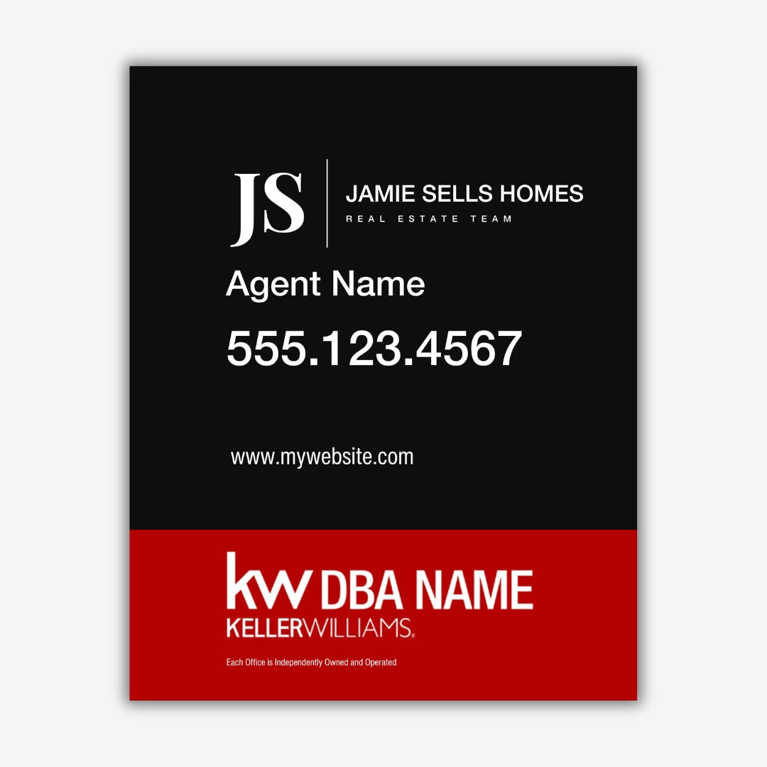 Black and Red with Agent Logo Sign