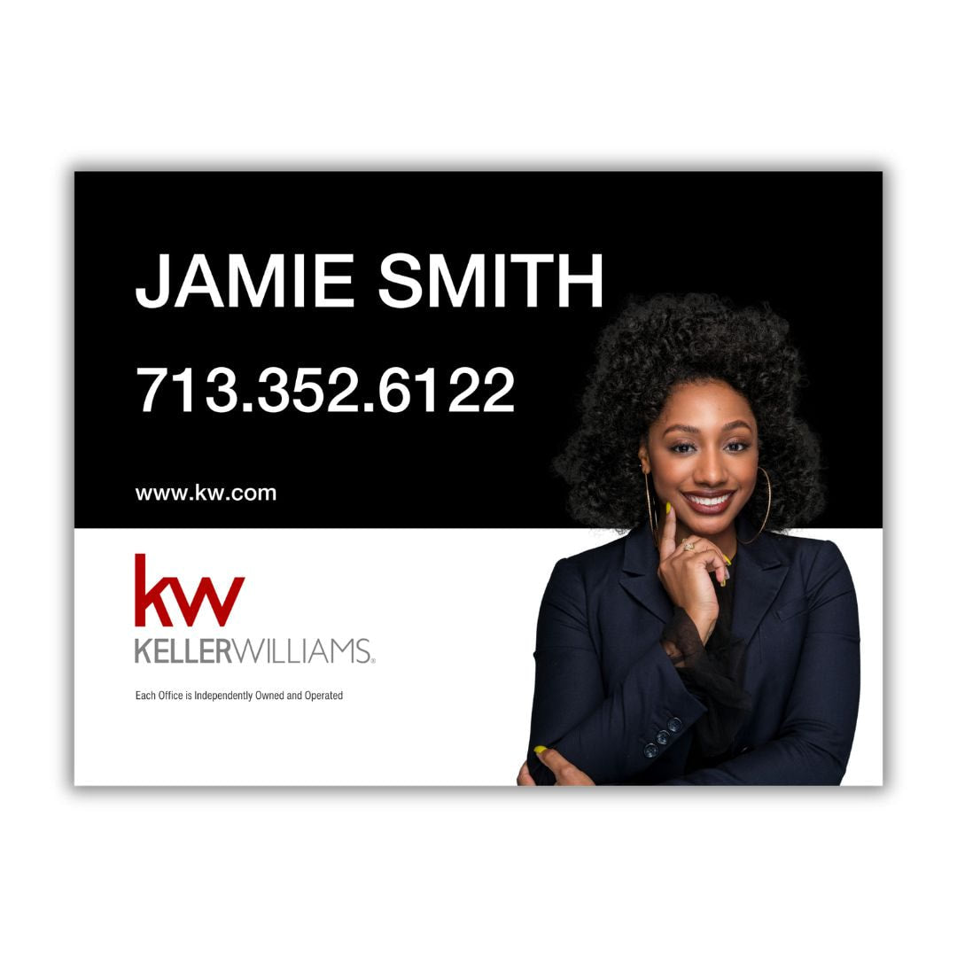Black And White Sign with Headshot 24x18