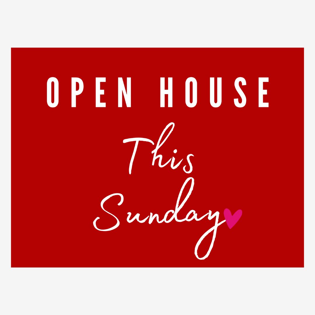 Red Open House Sunday Yard Sign with Wire Stand