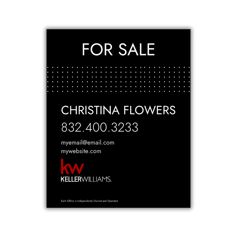 Black For Sale Sign with Dots