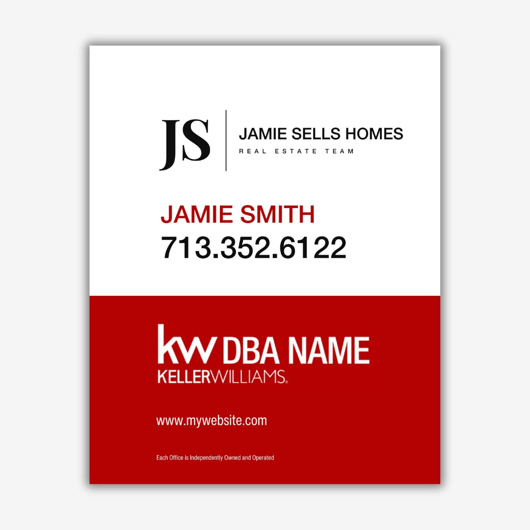 White and Red with Agent Logo Sign (24 x 36 in) Premium Sign