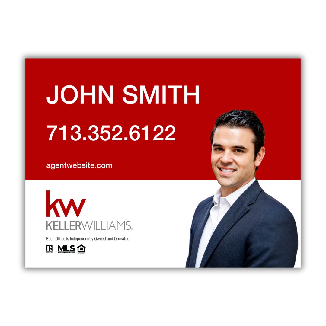 Red and White 24x18 Sign with Headshot