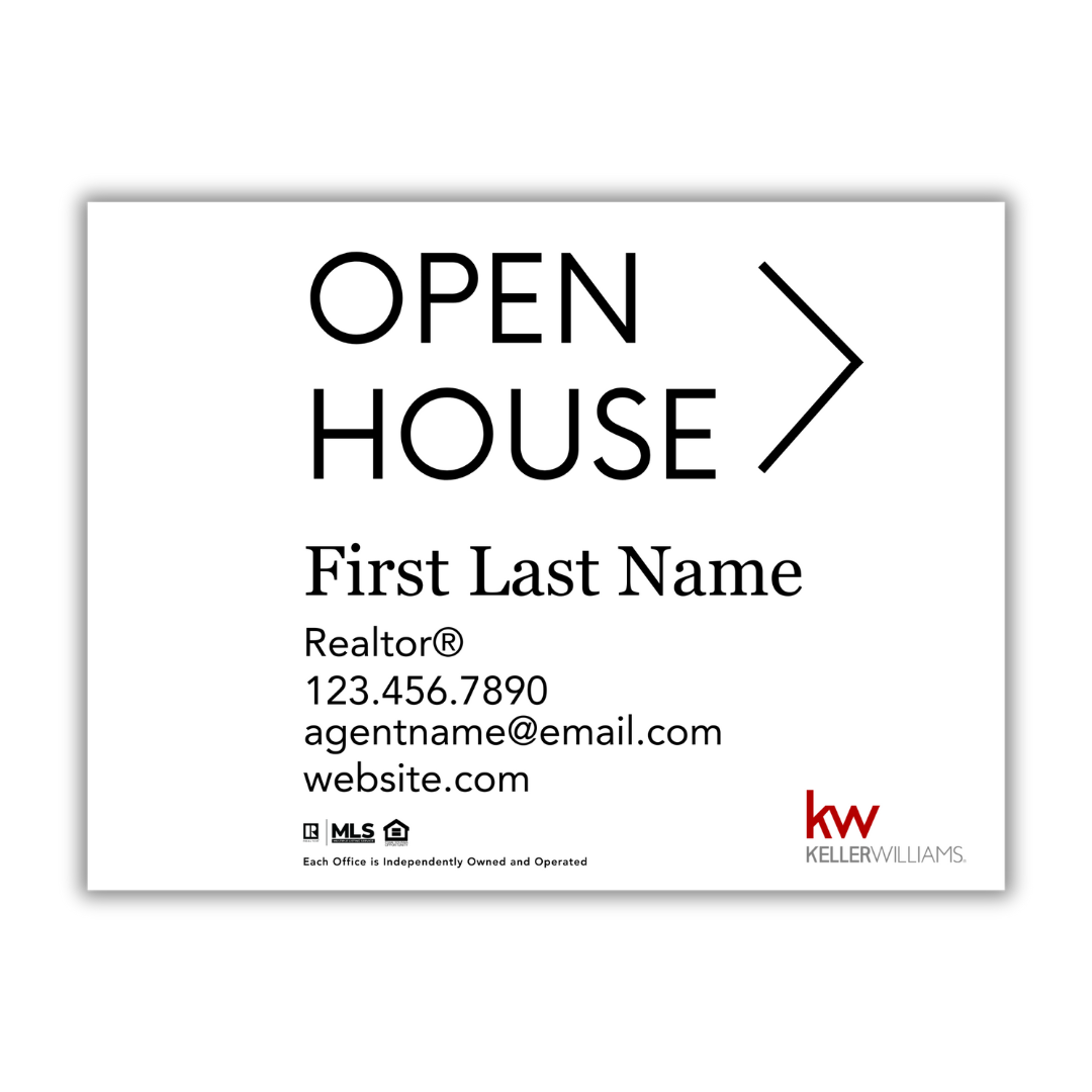 White Open House Sign